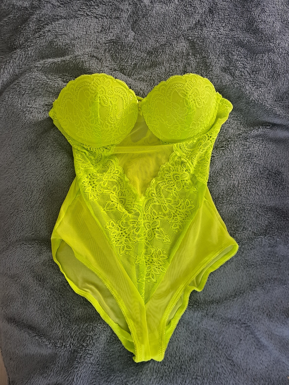 Neon Yellow Lace Bustier Bodysuit